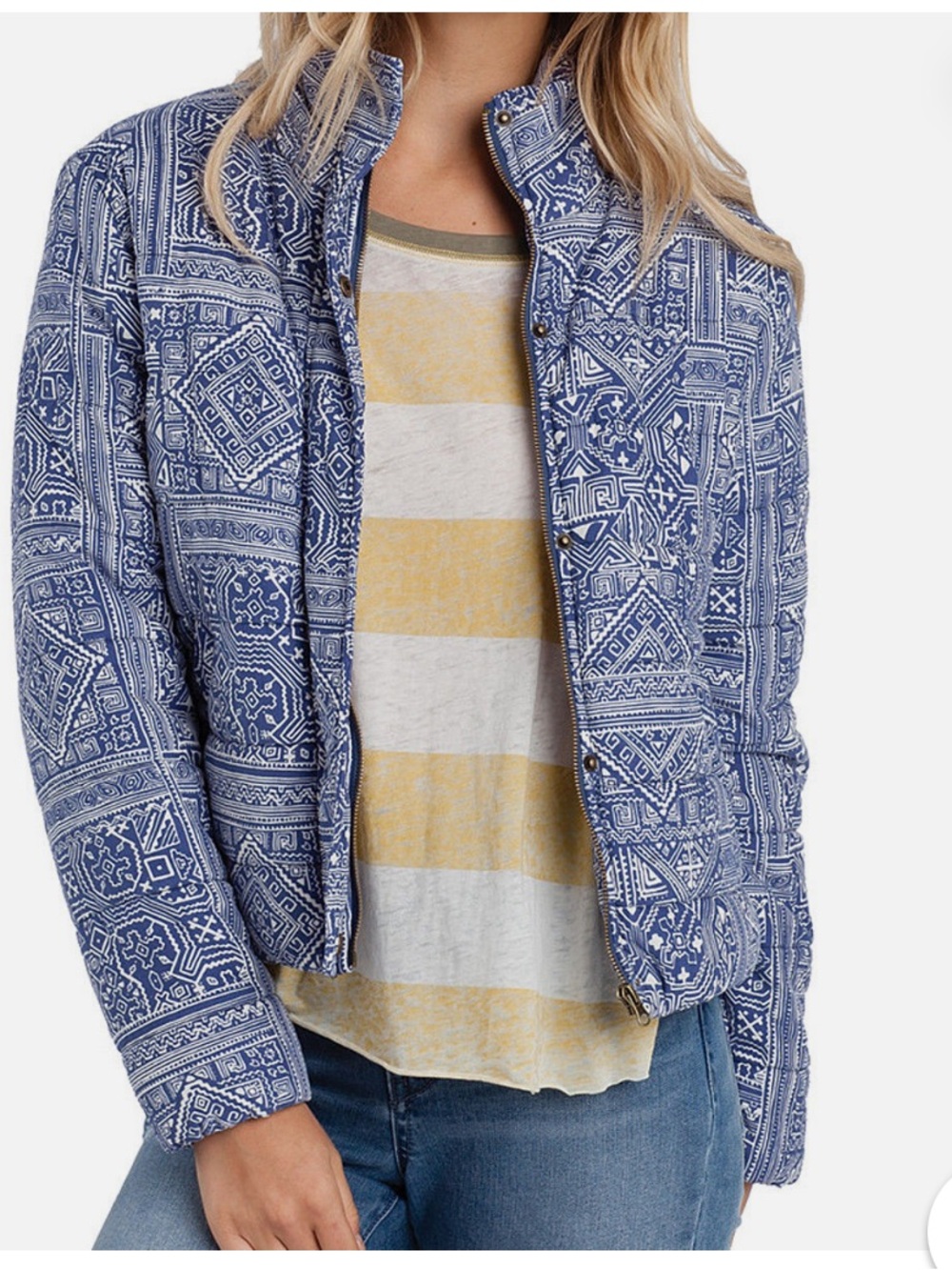 Billabong Blue Printed Quilted Puffer Jacket